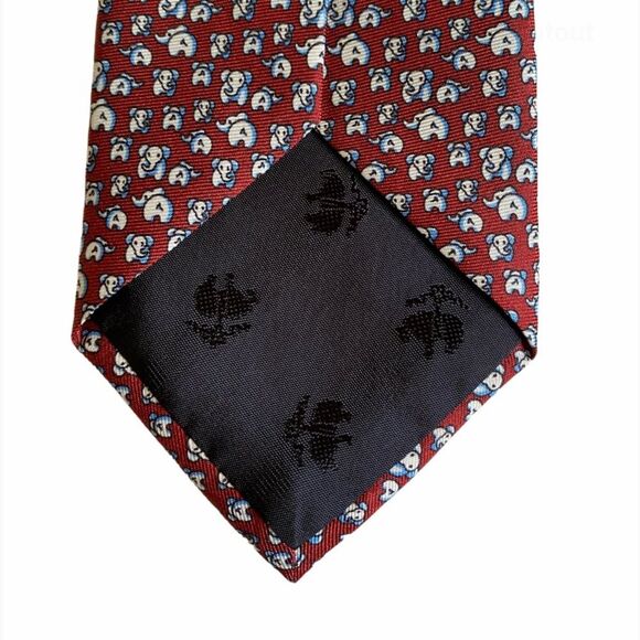 Brooks Brothers Red White Blue Elephant Print Silk Necktie Tie Italian Fabric - Picture 5 of 8